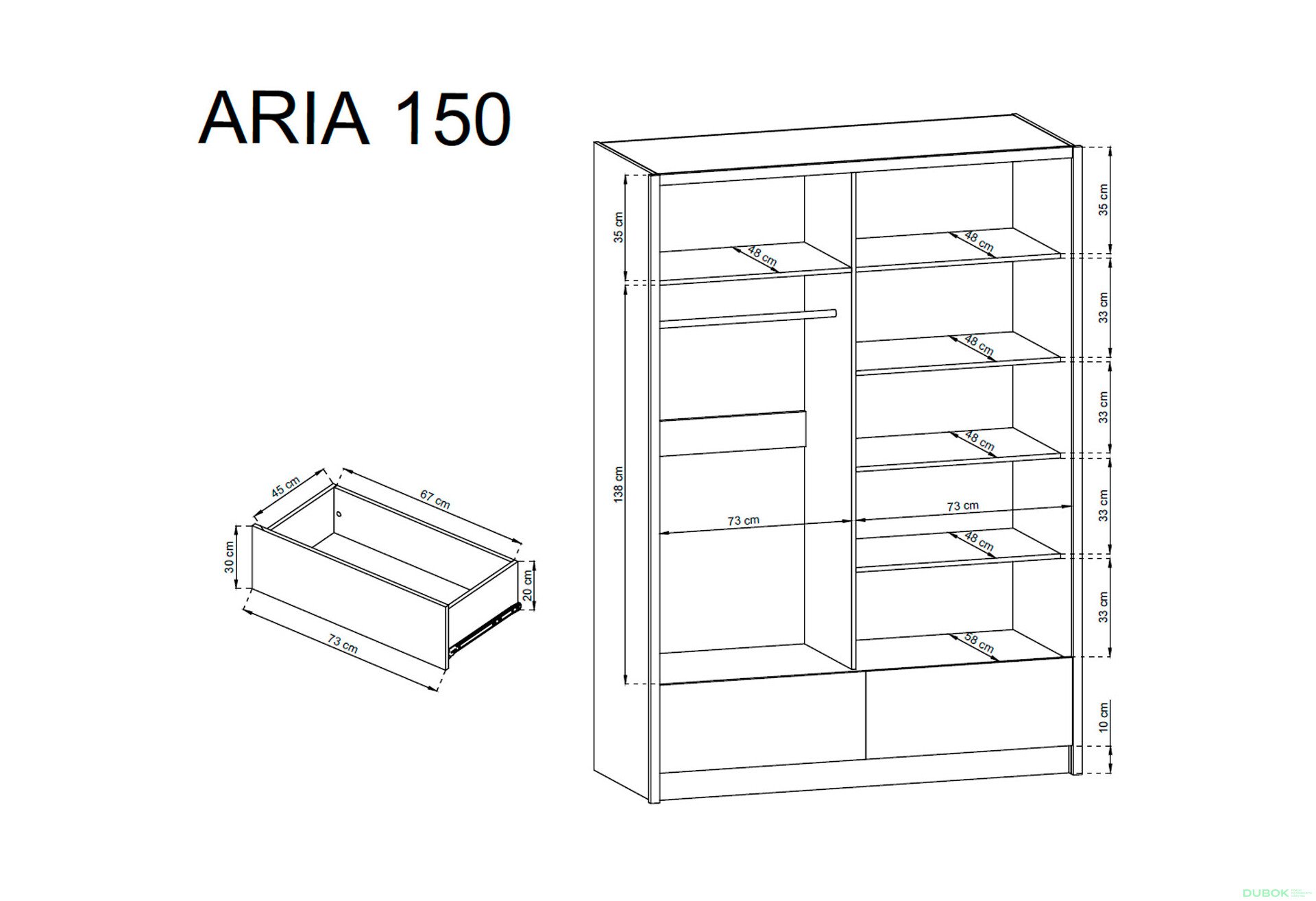 Fotografie 4 - Skříň Aria I 150 bílý / bílý lesk
