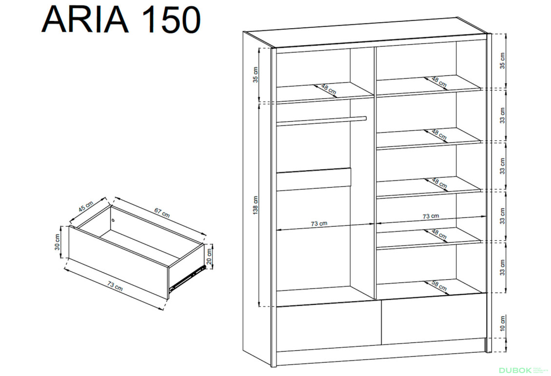 Fotografie 4 - Skříň Aria I 150 bílý / bílý lesk