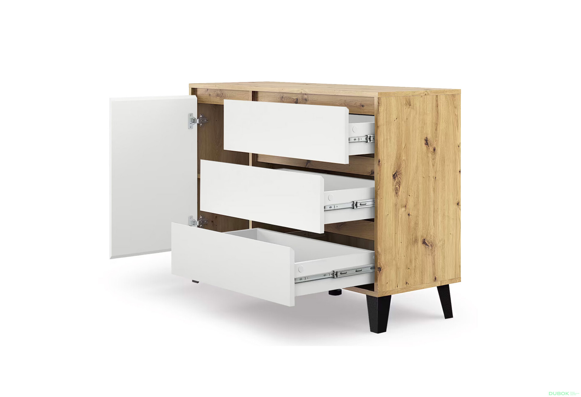 Fotografie 4 - Komoda Borg 1d3s dub artisan / bílá