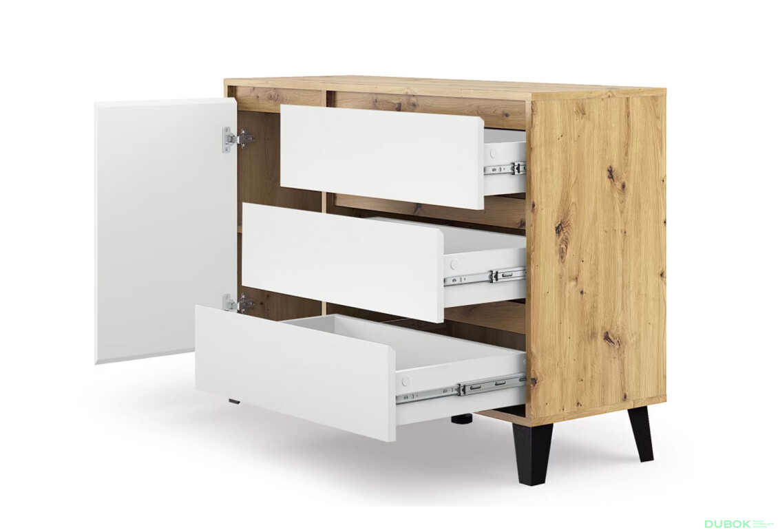Fotografie 4 - Komoda Borg 1d3s dub artisan / bílá