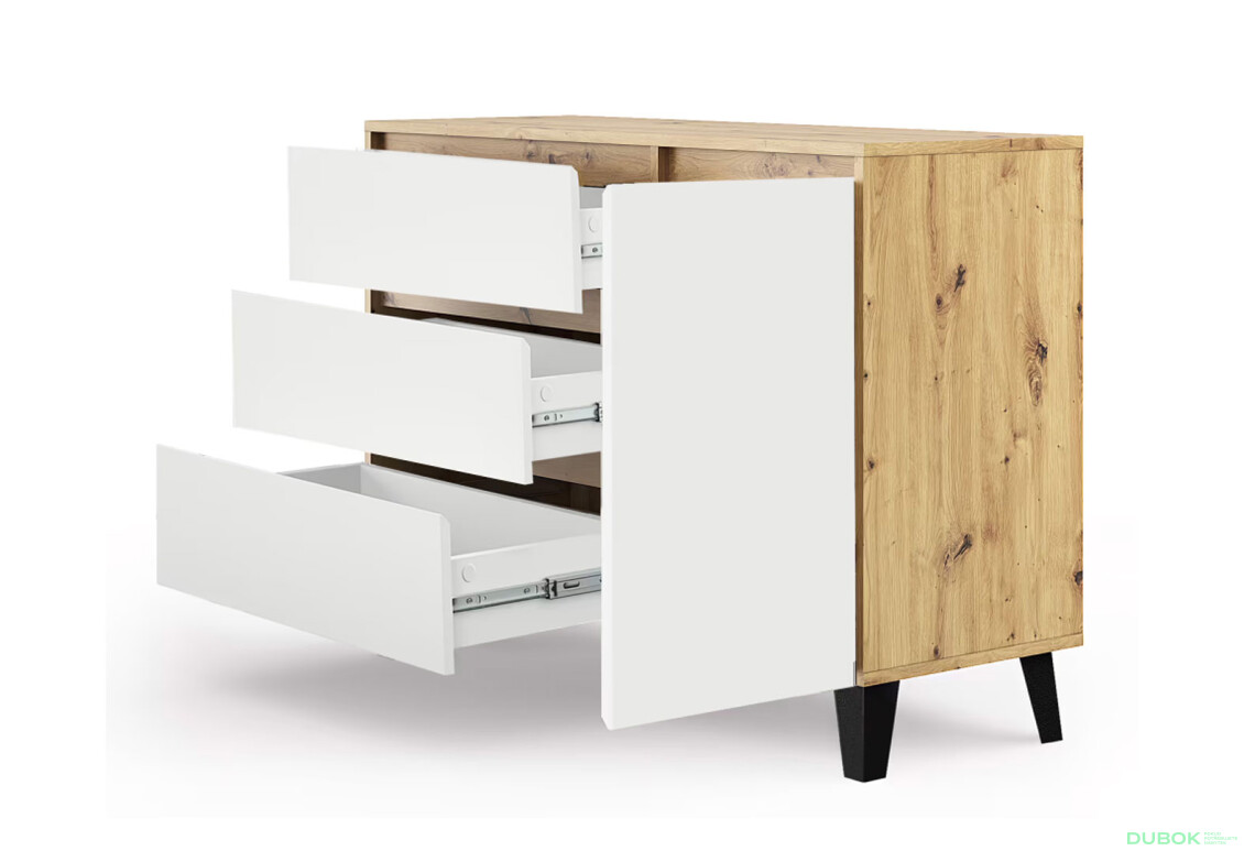 Fotografie 5 - Komoda Borg 1d3s dub artisan / bílá