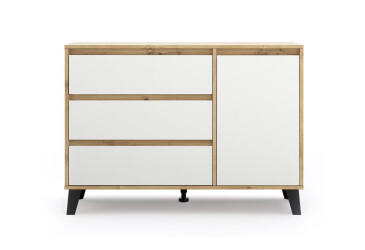 Komoda Borg 1d3s dub artisan / bílá