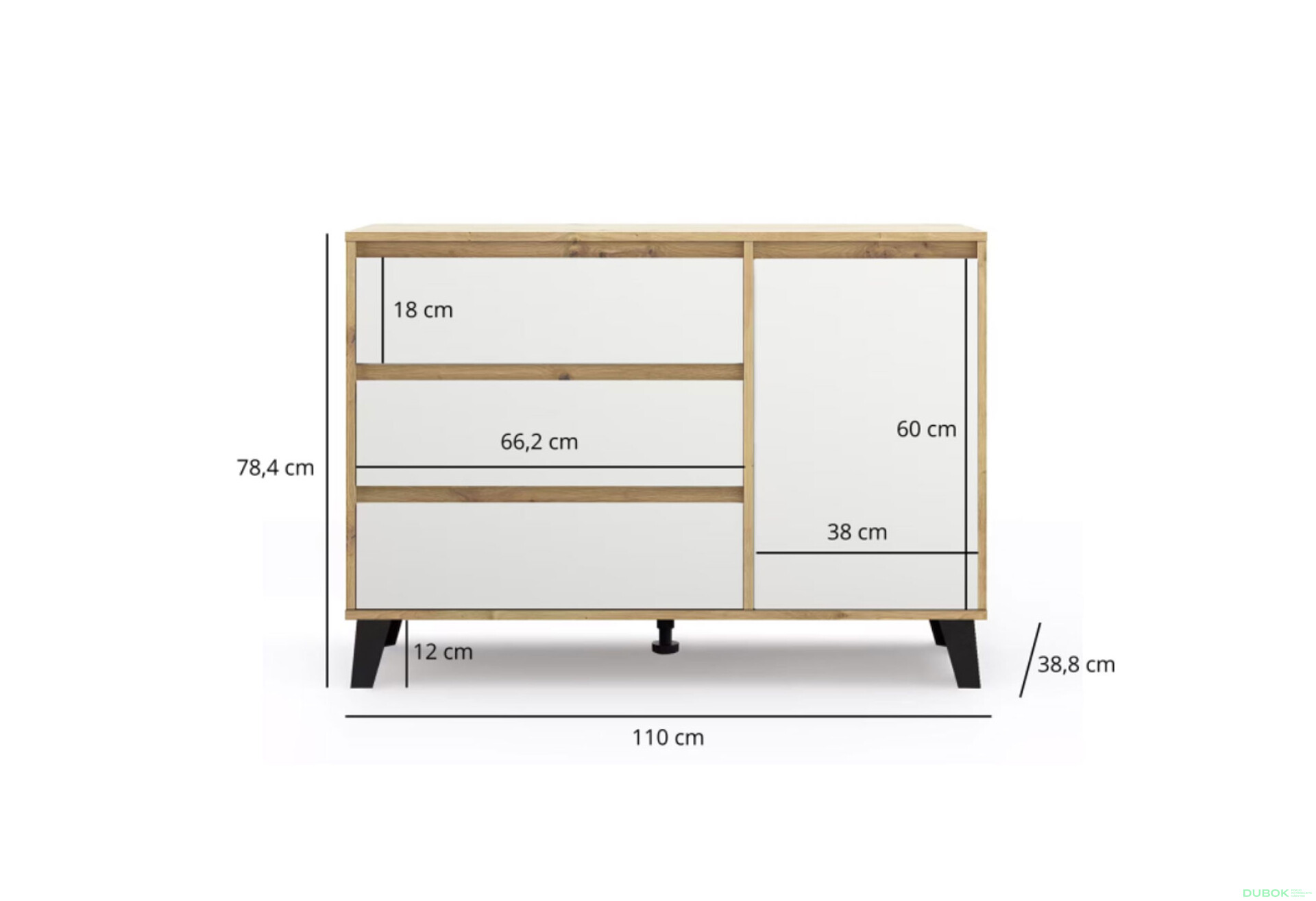 Fotografie 7 - Komoda Borg 1d3s dub artisan / bílá