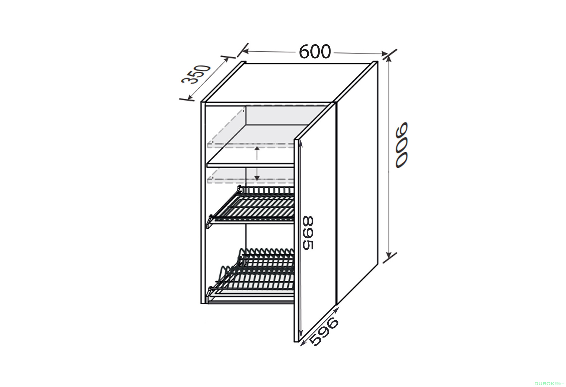 Fotografie 2 - Vrchní 60VS/900 1dveřová sušička Pro Blum+GTV pravá Millenium Premium