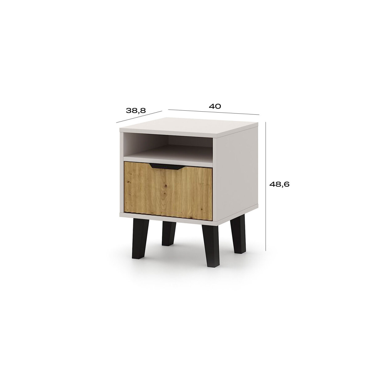 Noční stolek Borg Duo 1S kašmír / dub artisan (obrázek 4)