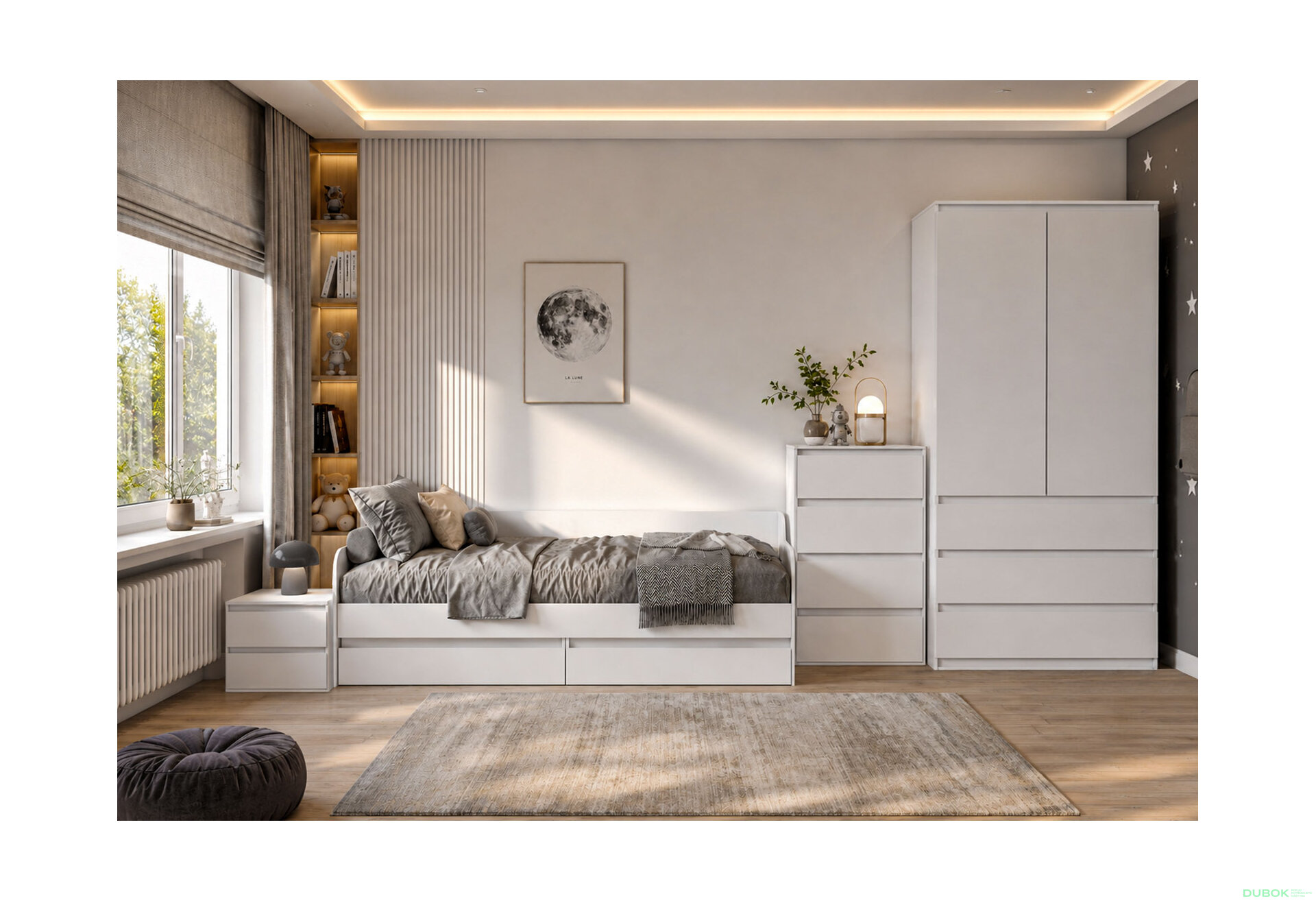 Fotografie 1 - Sestava do dětského pokoje s postelí 90x200 cm, nymfa alba Idea