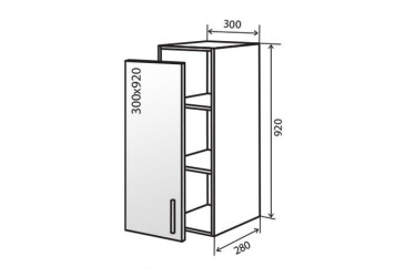 V42 Skříňka 1D 30 Vitrina MoDa Mat Lux / MoDa Matt Luxe
