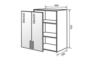 V46 Skříňka 2D 60 Vitrina MoDa Mat Lux / MoDa Matt Luxe