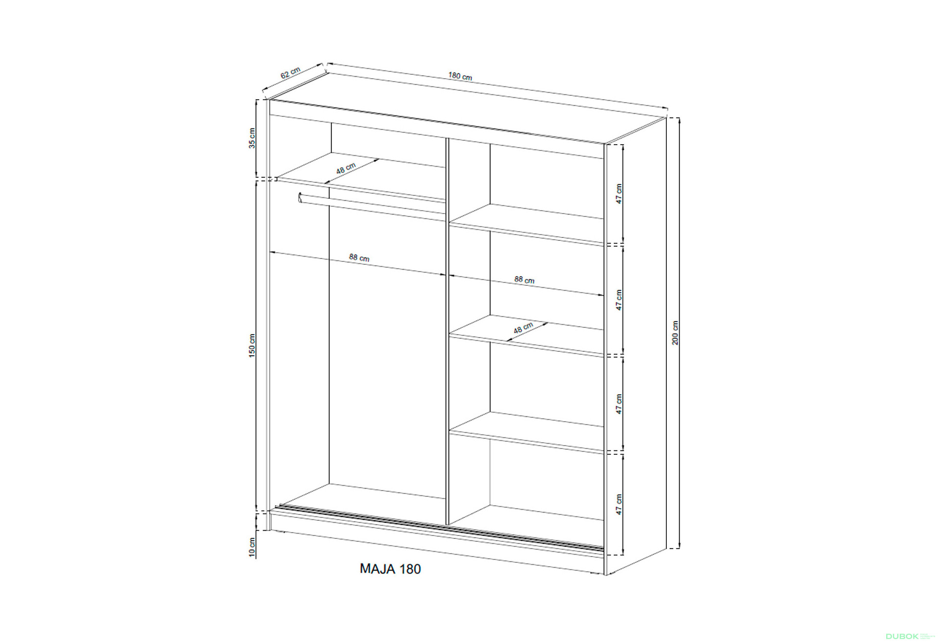 Skříň Maja I ALU 180 bílý - Fotografie 4 Fotografie 4 - Skříň Maja I ALU 180 bílý