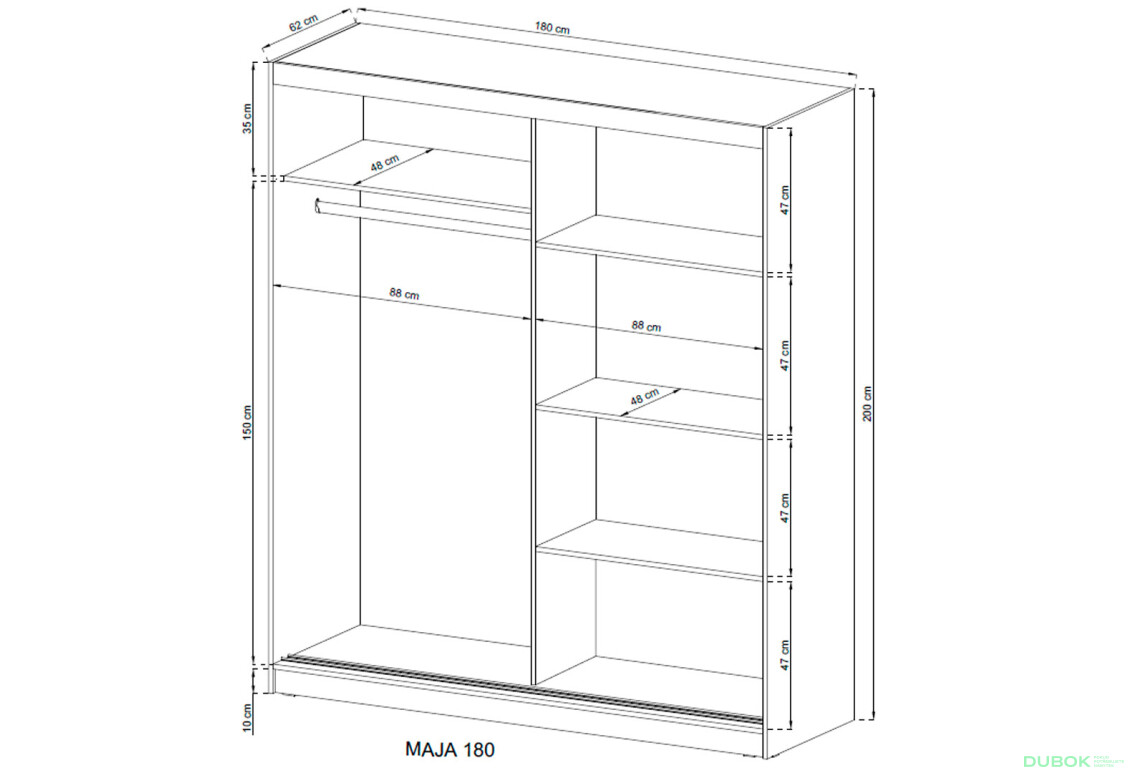 Skříň Maja I ALU 180 bílý