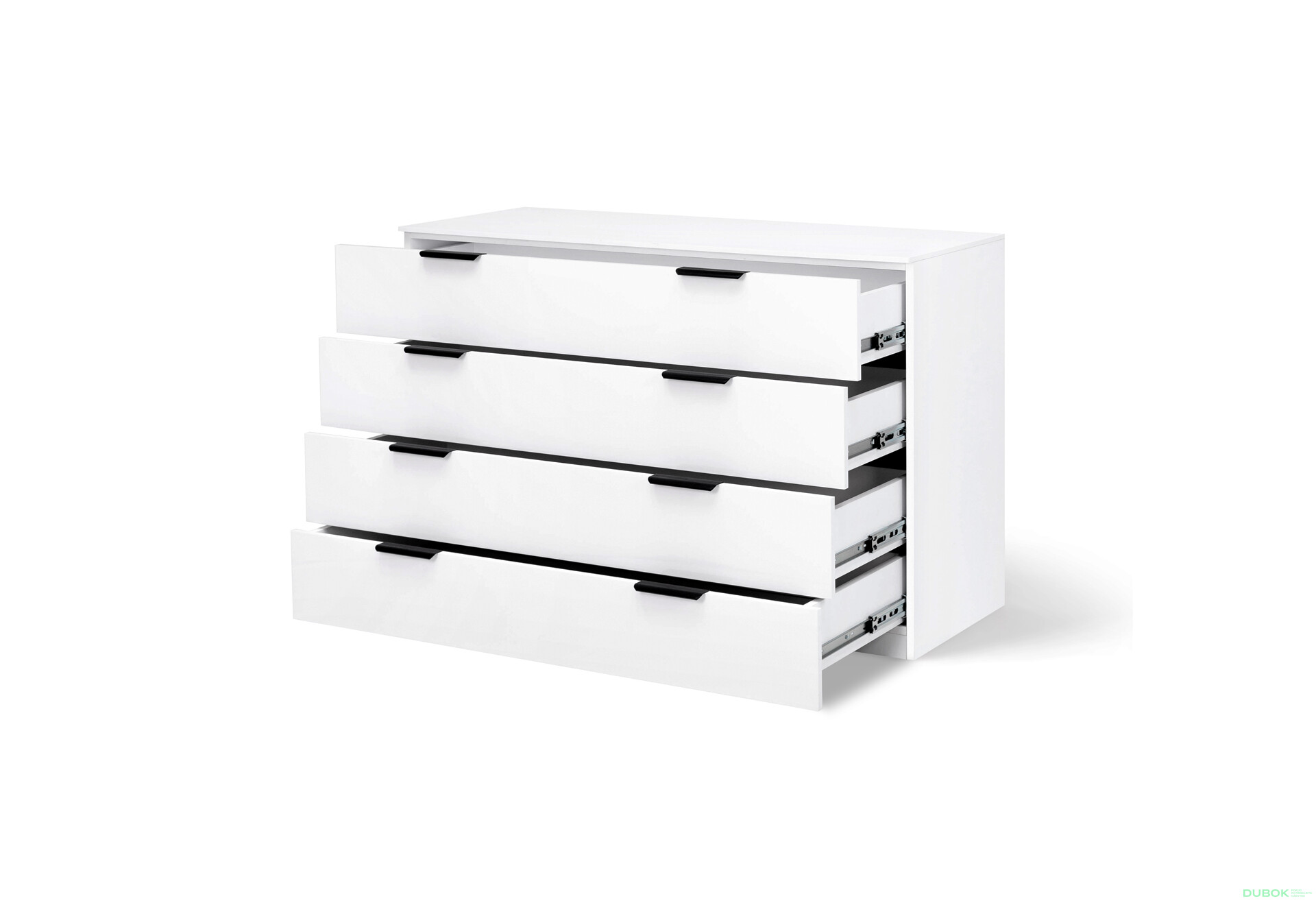 Fotografie 3 - Komoda 4š, bílý lesk Mila