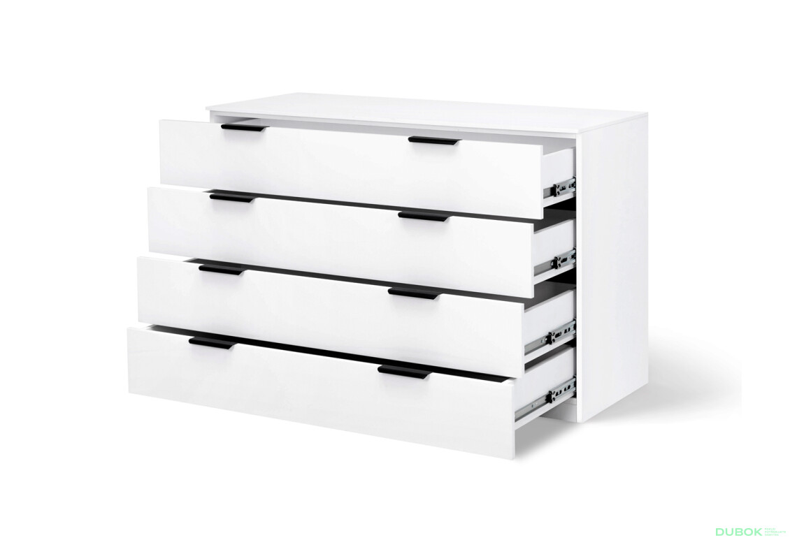 Fotografie 3 - Komoda 4š, bílý lesk Mila