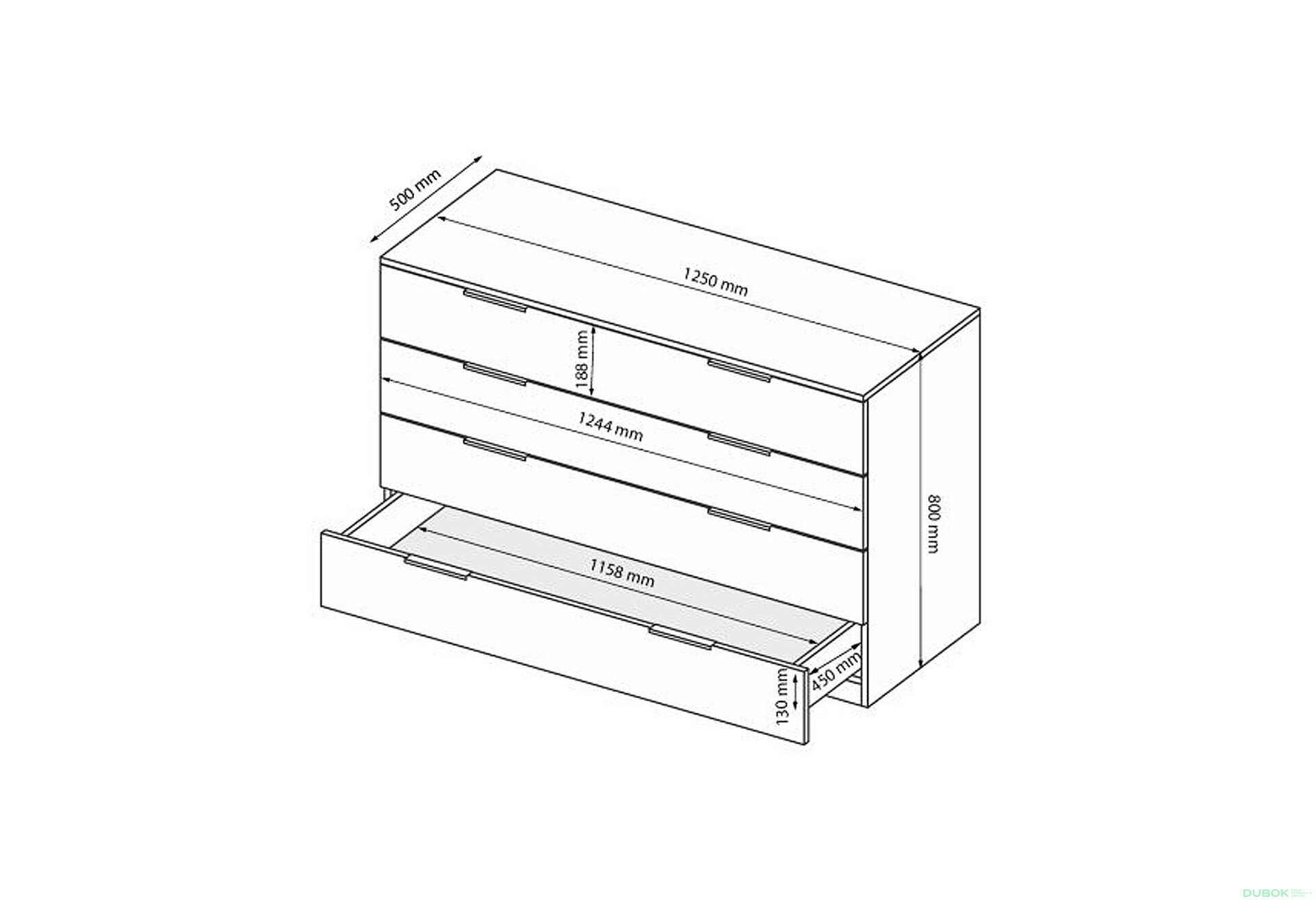 Fotografie 7 - Komoda 4š, bílý lesk Mila