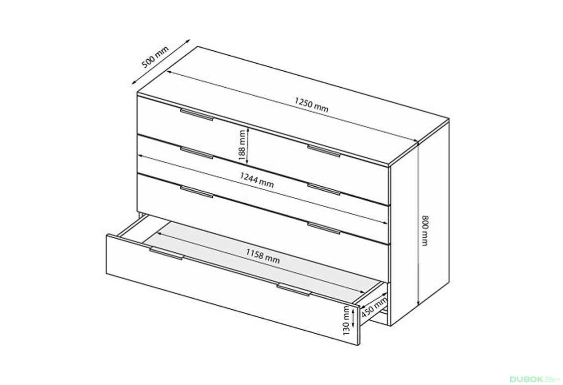 Fotografie 7 - Komoda 4š, bílý lesk Mila