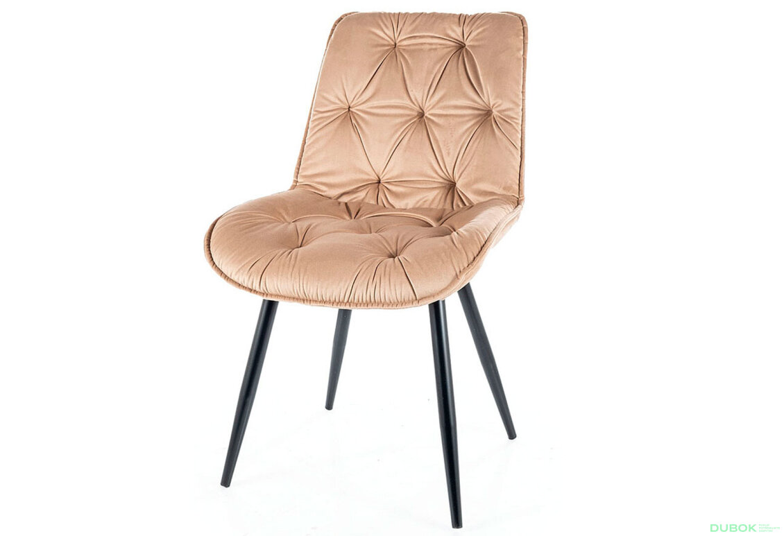 Židle Cherry II Velvet béžový Bluvel 28, matná černá kov Vystavený kus