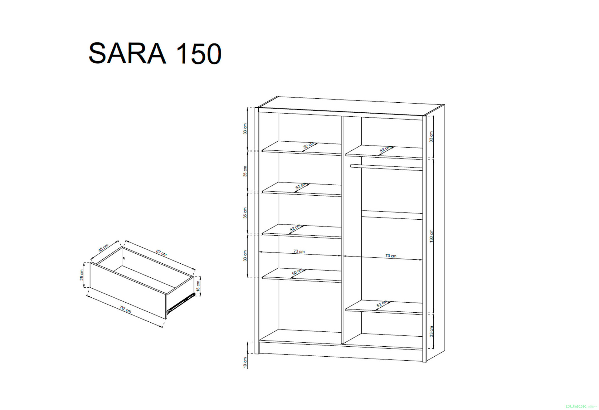 Fotografie 4 - Skříň Sara 150 bílý / dub sonoma