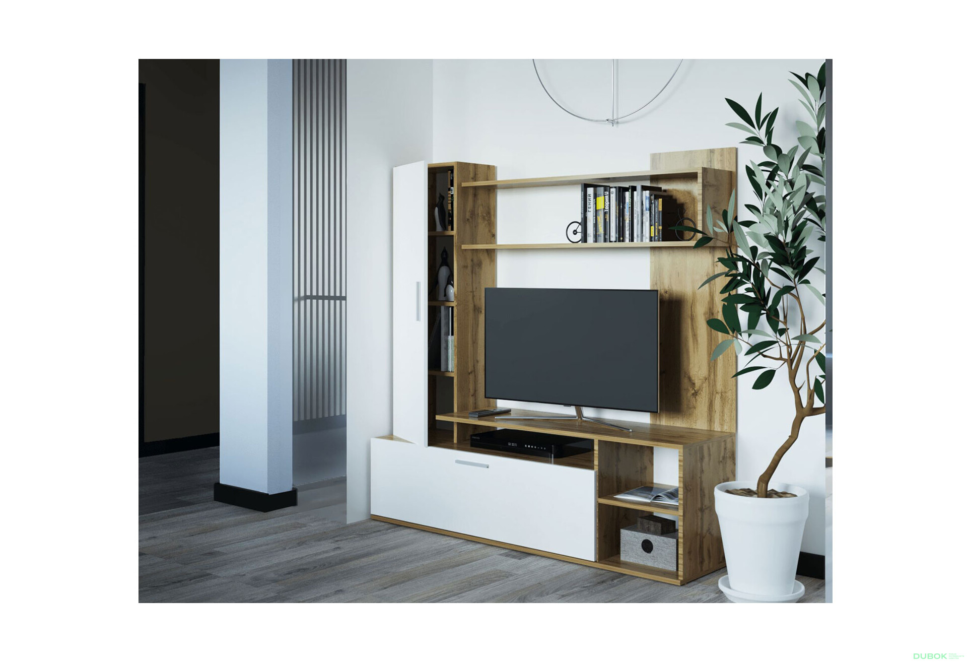 Fotografie 1 - Televizní stojan Kona 151 cm Dub ewok / Bílý