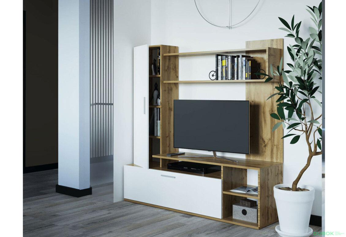 Televizní stojan Kona 151 cm Dub ewok / Bílý