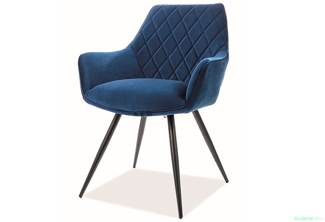 Židle Linea Velvet tmavě modrá Bluvel 86, kov černá matná