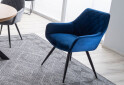 Fotografie 5 - Židle Linea Velvet tmavě modrá Bluvel 86, kov černá matná