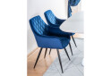 Fotografie 9 - Židle Linea Velvet tmavě modrá Bluvel 86, kov černá matná