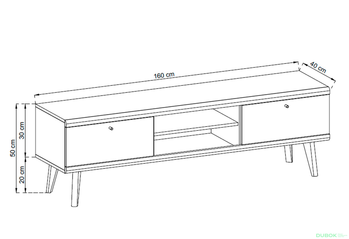 TV stolek PRTV160 Primo dub riviéra / bílý - Fotografie 3 Fotografie 3 - TV stolek PRTV160 Primo dub riviéra / bílý