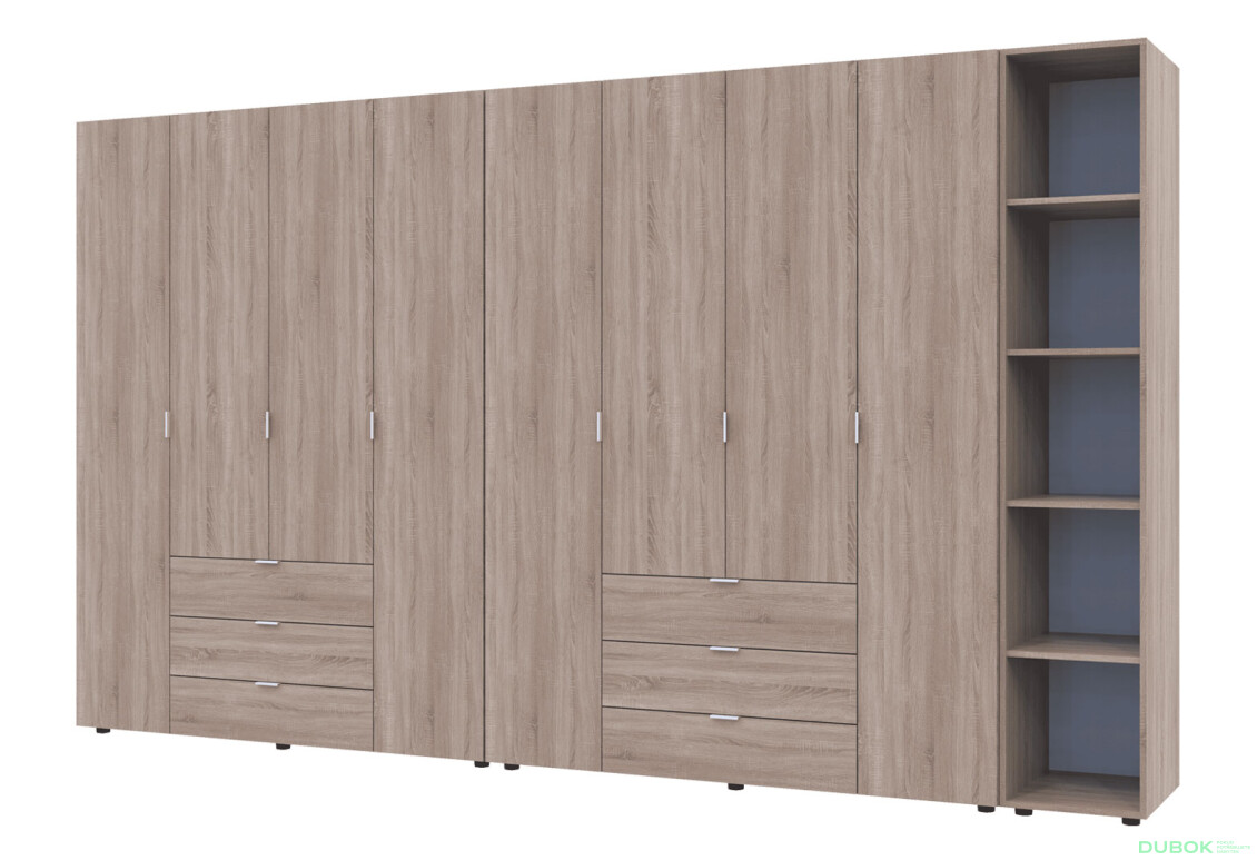 Skříň osmidveřová s regálem Gelar 348.2 cm Dub sonoma