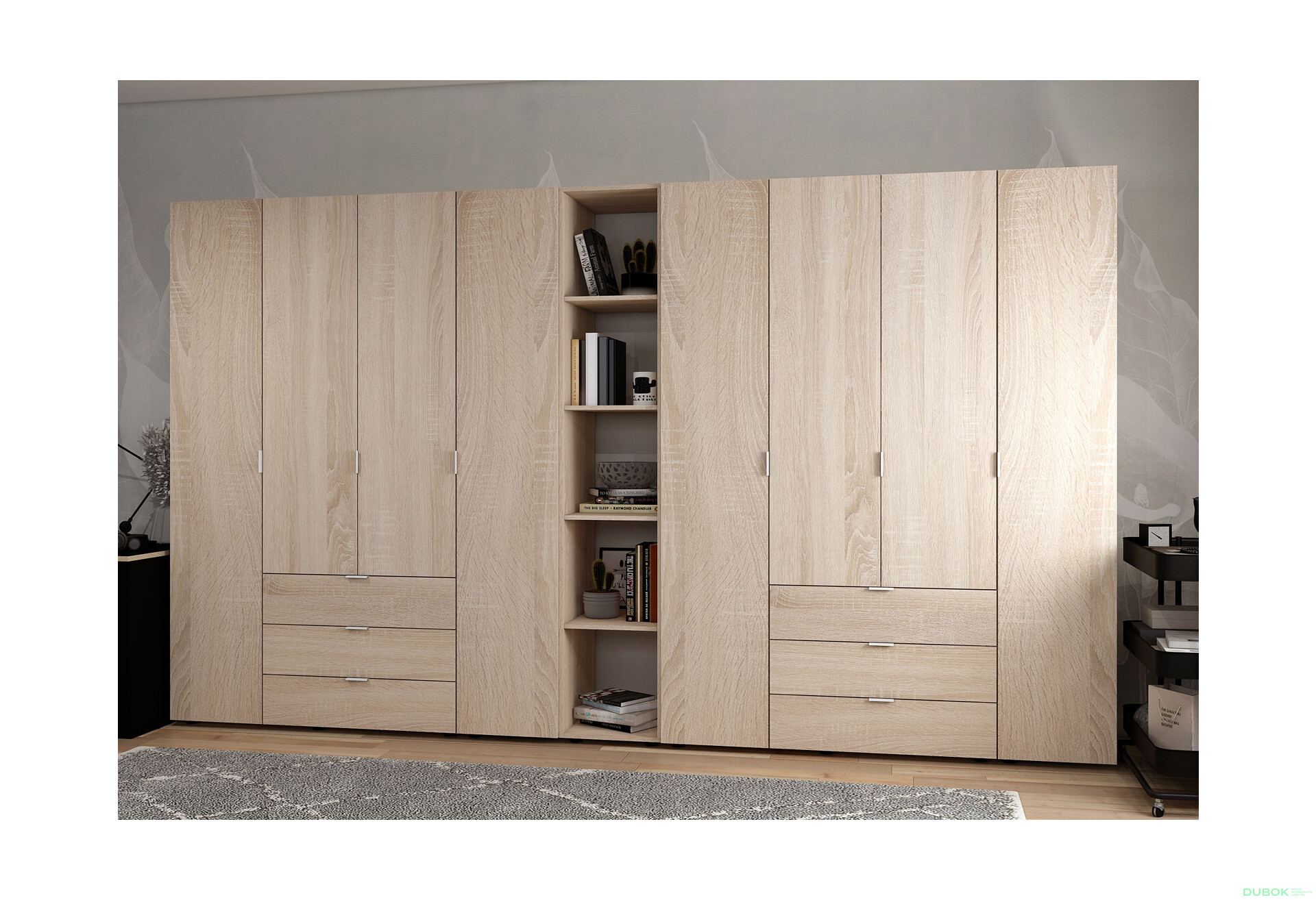 Skříň osmidveřová s regálem Gelar 348.2 cm Dub sonoma - Fotografie 2 Fotografie 2 - Skříň osmidveřová s regálem Gelar 348.2 cm Dub sonoma