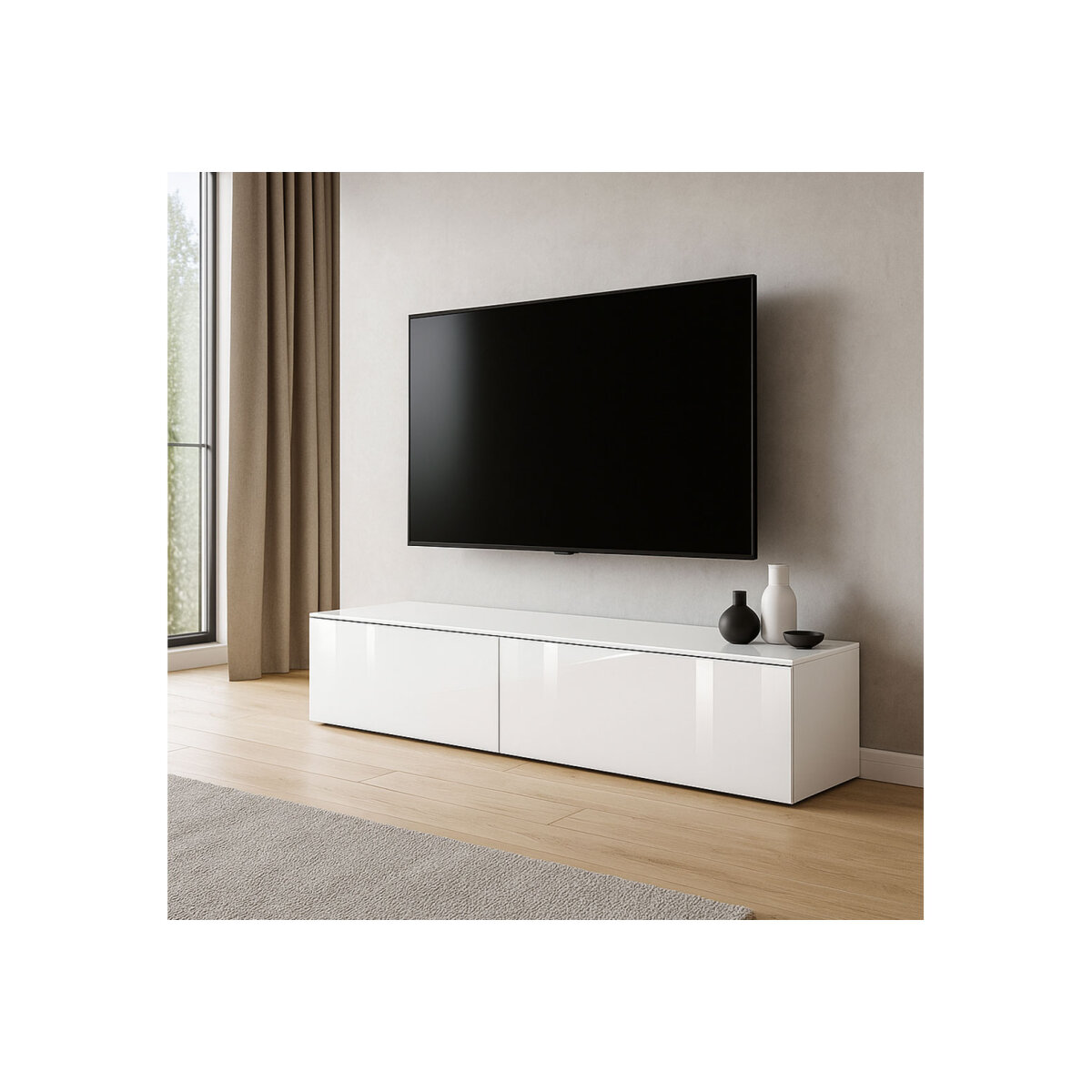 TV stolek 1,75 lesklá bílá Legs Box (obrázek 4)