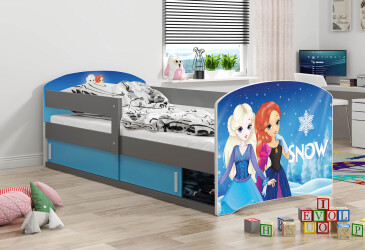 Postel Luki 1 grafit Frozen 80x160 cm s roštem, matrací