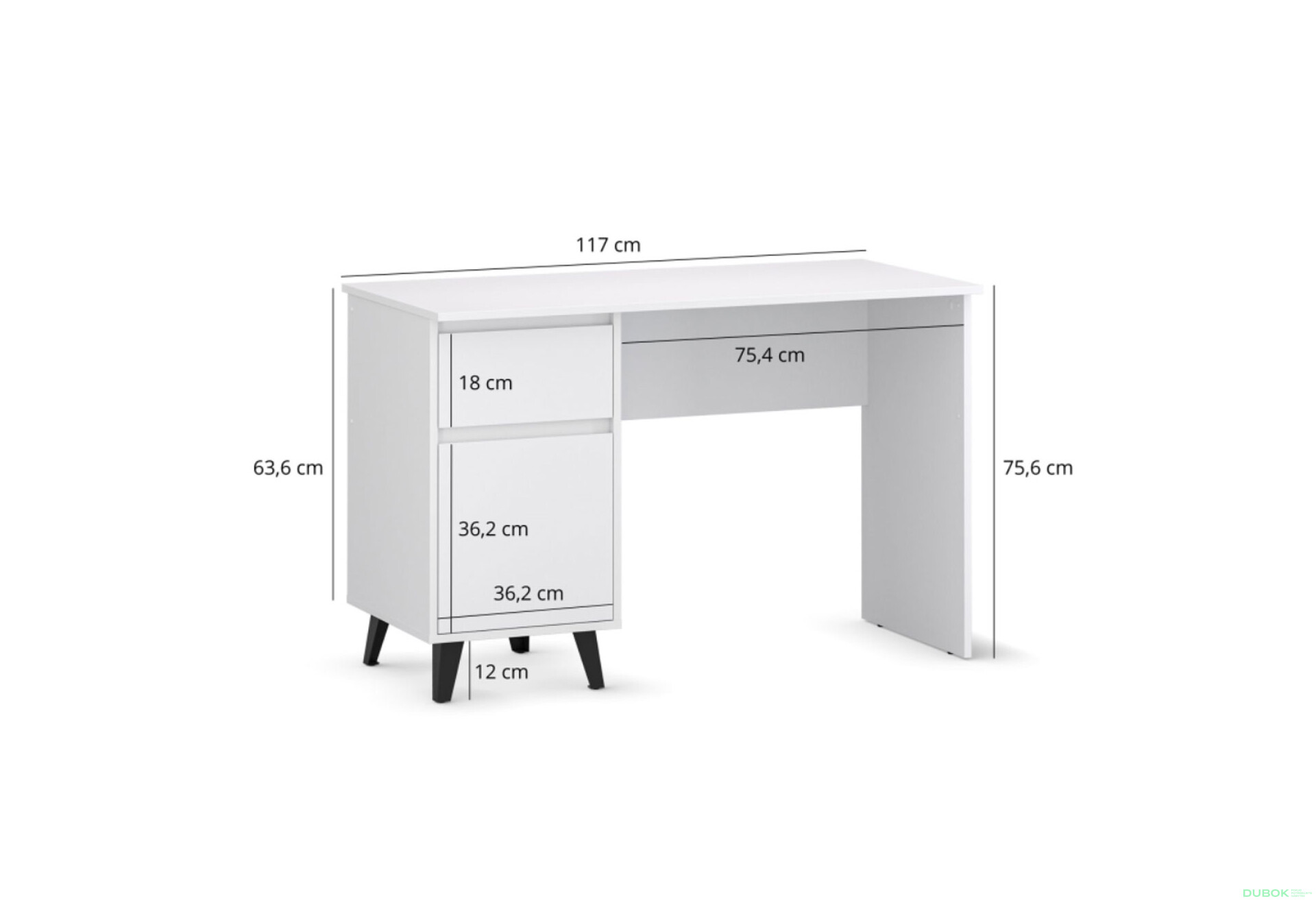 Psací stůl BORG 1d1s/120 bílý - Fotografie 6 Fotografie 6 - Psací stůl BORG 1d1s/120 bílý