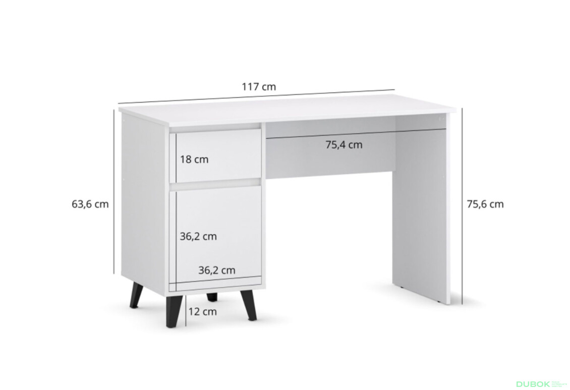 Fotografie 6 - Psací stůl BORG 1d1s/120 bílý