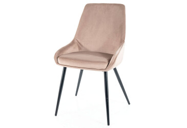 Židle Cobe Velvet tmavě béžový Bluvel 40, matná černá kov