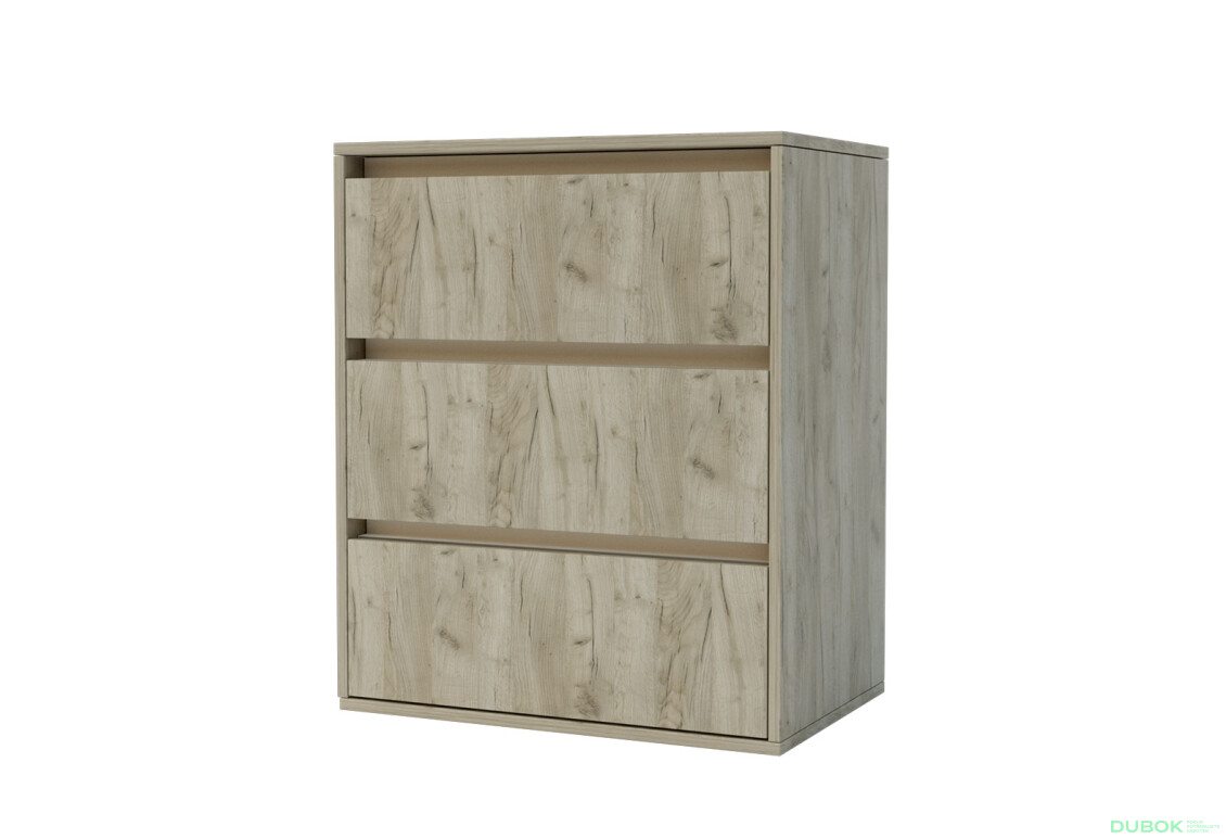 Komoda Idea K 760/600/3š dub kraft šedý / satén