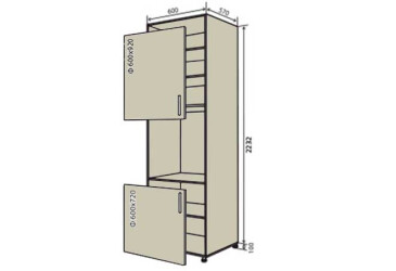 N20 Skříň (vrch f60x92-1ks, spodek f60x72-1ks) Interno Luxe