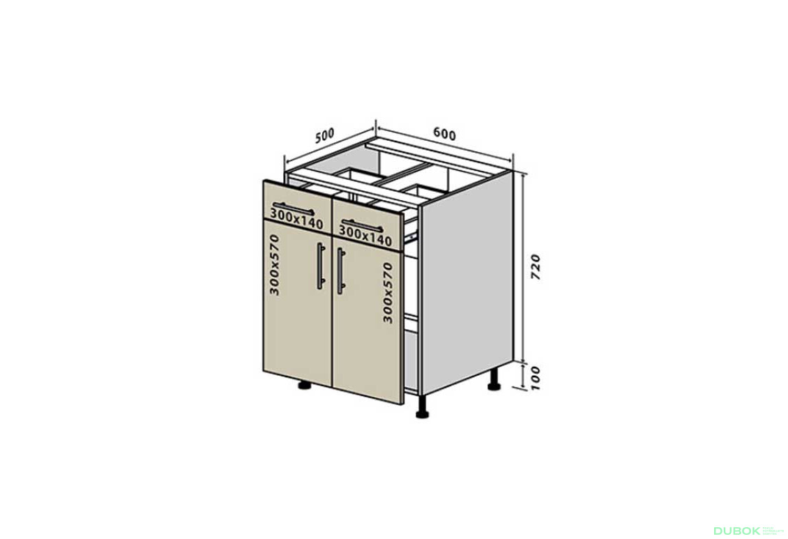 N26 Skříňka 2Š2D 60 Interno Luxe