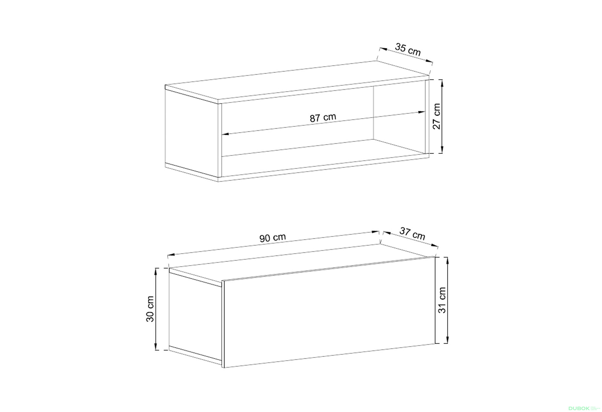 Regál na stěnu ED90 bílý Enjoy - Fotografie 2 Fotografie 2 - Regál na stěnu ED90 bílý Enjoy