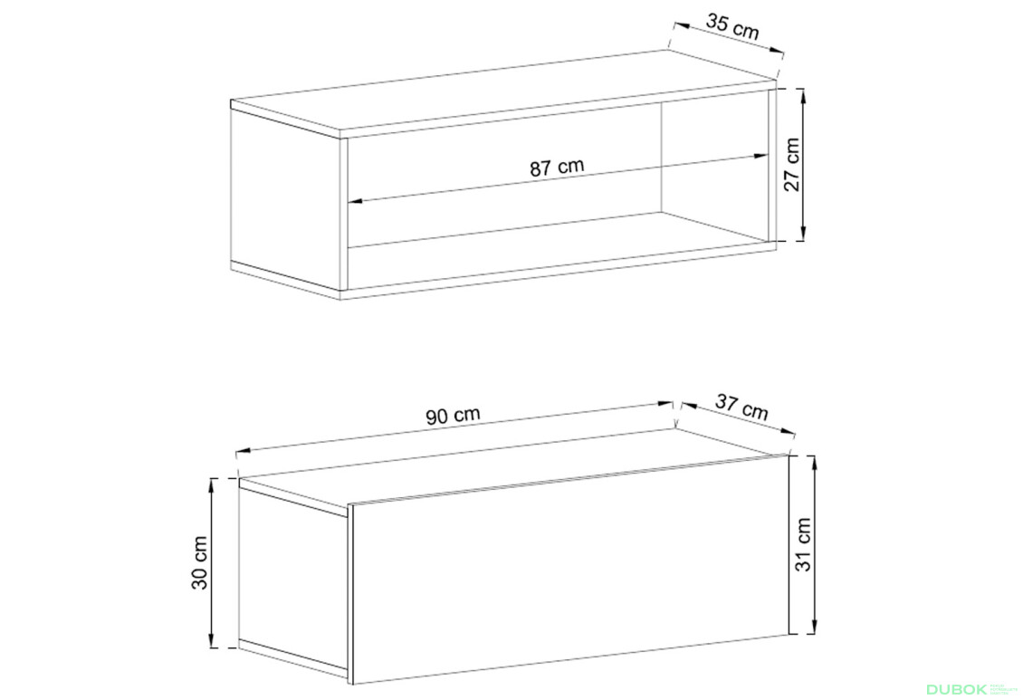 Regál na stěnu ED90 bílý Enjoy - Fotografie 2 Fotografie 2 - Regál na stěnu ED90 bílý Enjoy