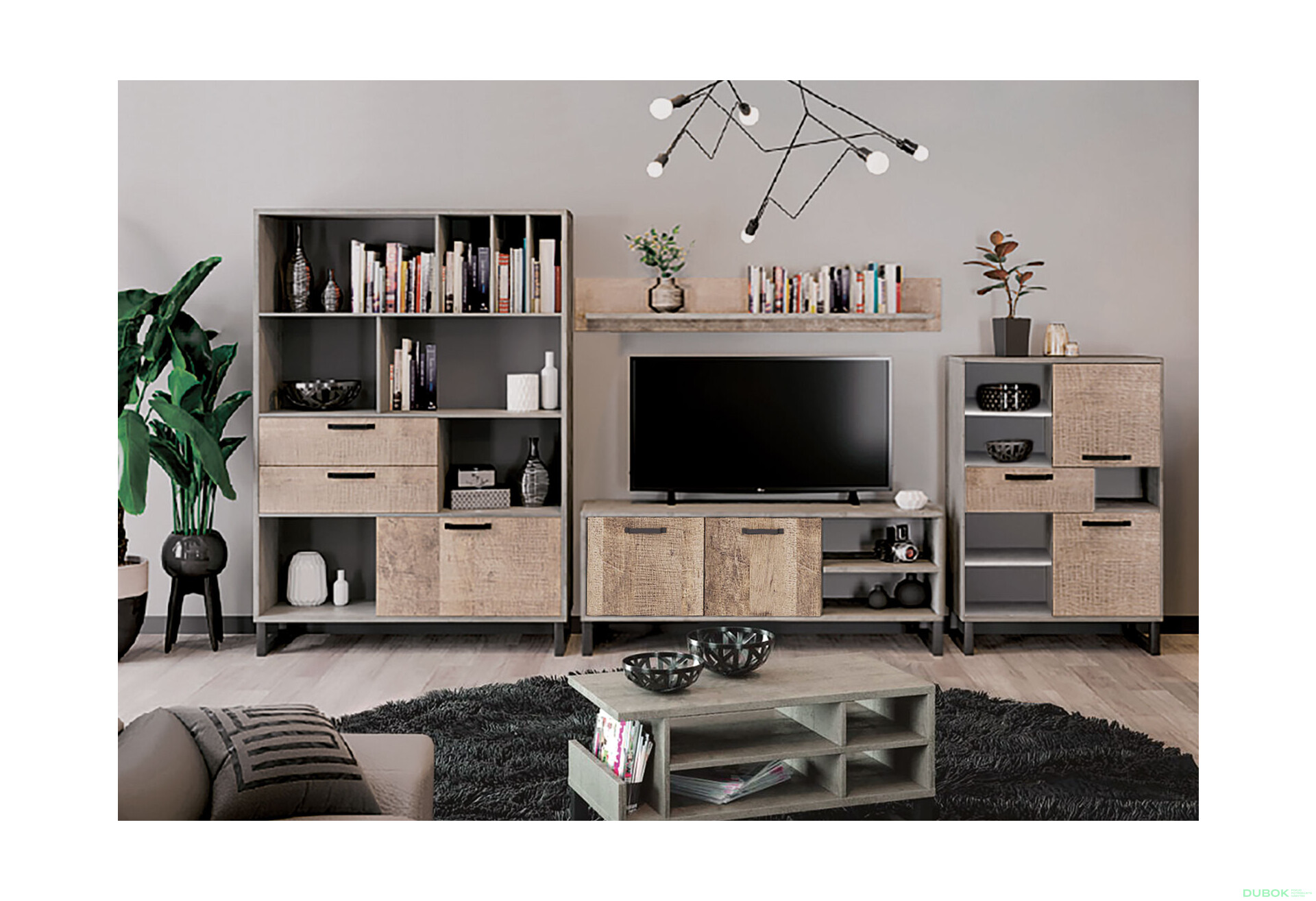 Fotografie 1 - Obývací sestava 3.5 m šedá / dub pískový Bari