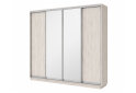 Fotografie 1 - Šatní skříň s posuvnými dveřmi 4D 2800x2300x450 2LTD 2 zrcadla artwood světlý, profil stříbrný