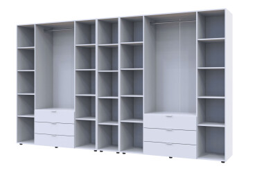 Skříň osmidveřová s regálem Gelar 348.2 cm Bílá