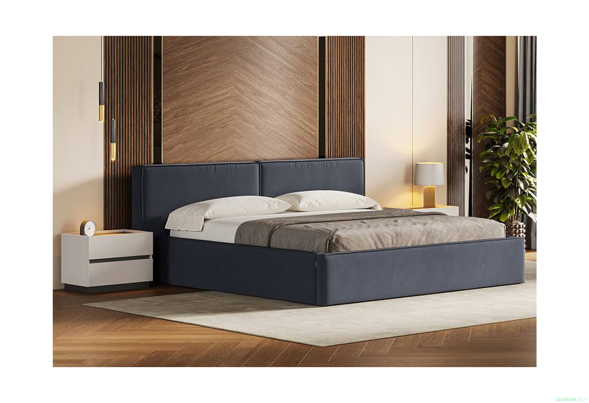 Fotografie 2 - Postel 1,6x2,0 s výklopným roštem, grafit (Royal Velvet 21) Duo