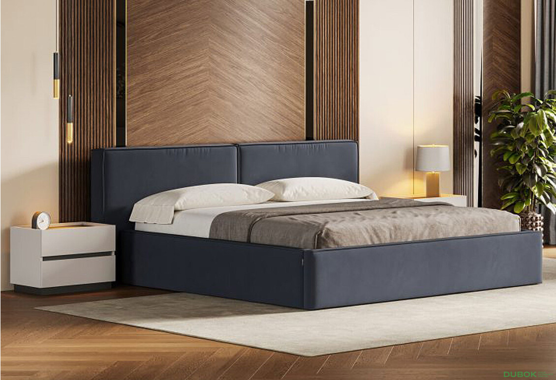 Fotografie 2 - Postel 1,6x2,0 s výklopným roštem, grafit (Royal Velvet 21) Duo