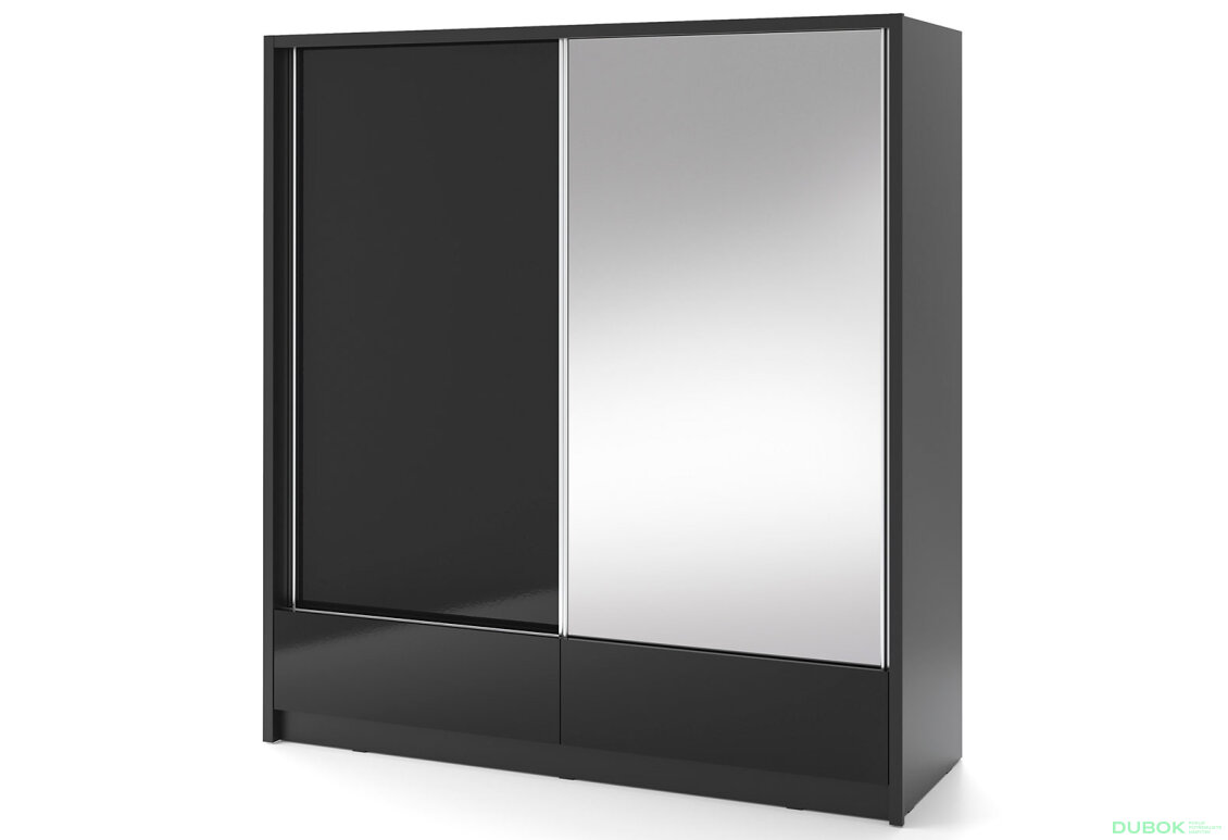 Skříň Aria I 200 černá / černý lesk