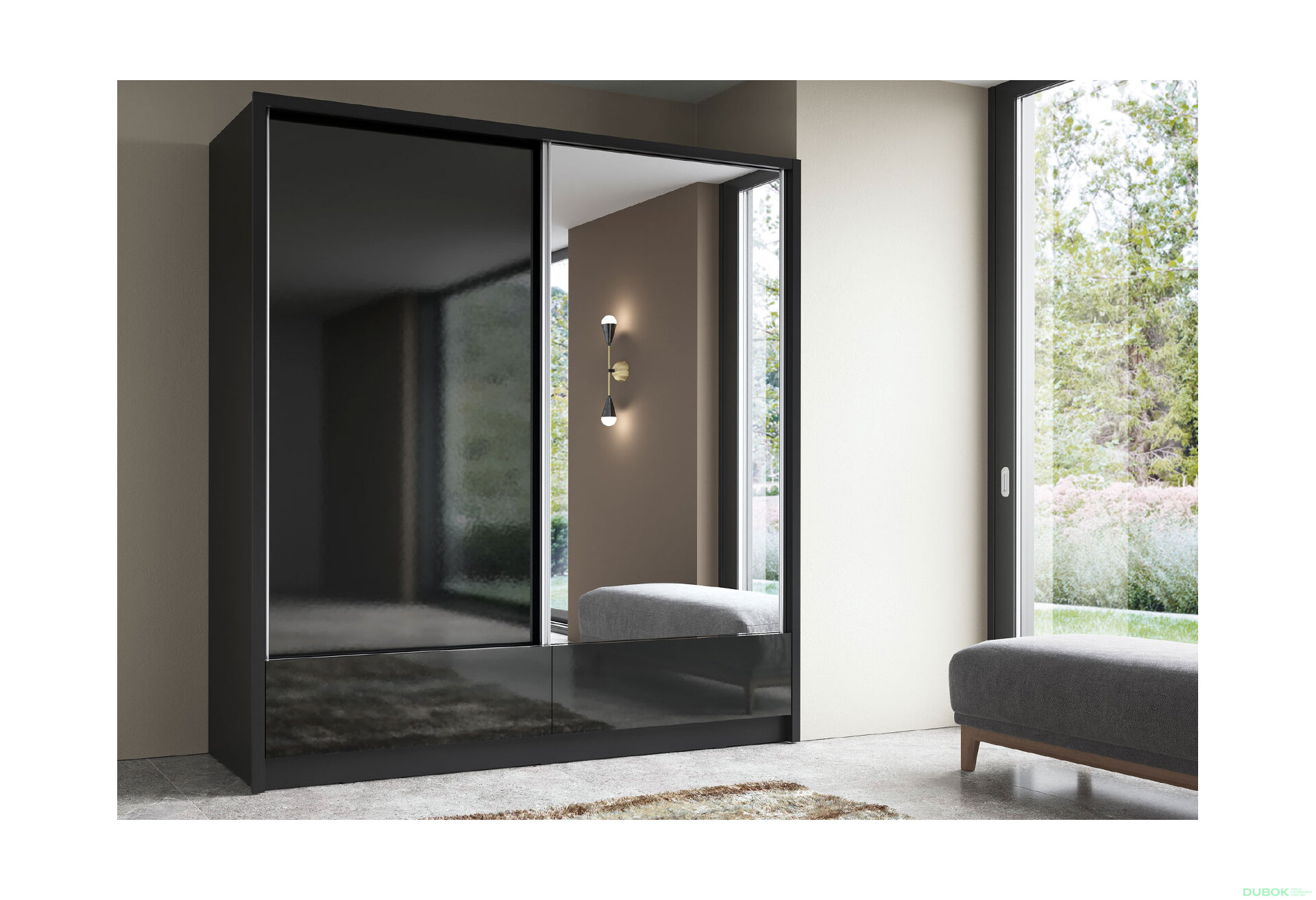 Fotografie 2 - Skříň Aria I 200 černá / černý lesk