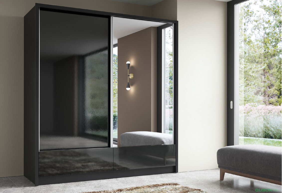 Fotografie 2 - Skříň Aria I 200 černá / černý lesk