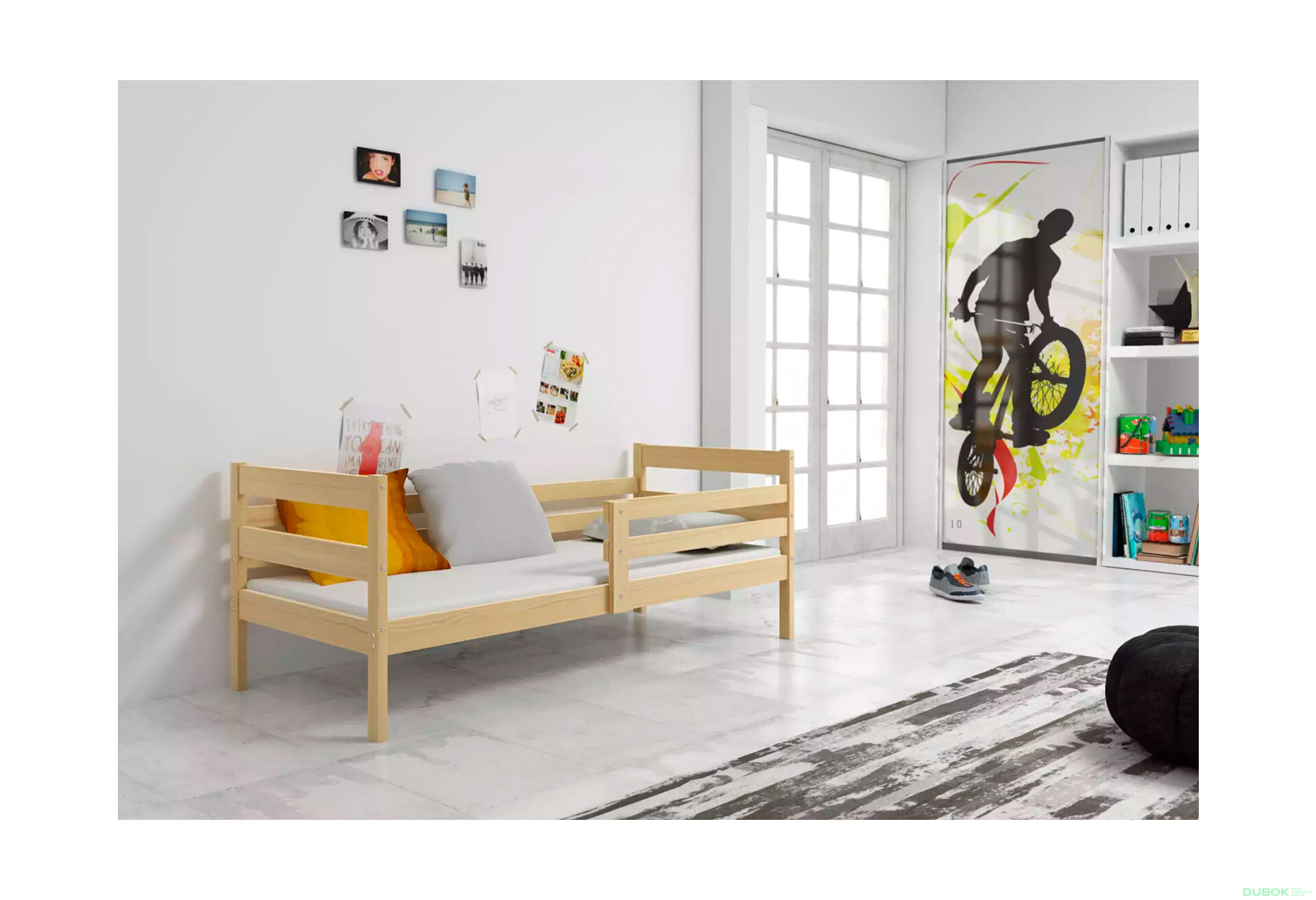 Fotografie 2 - Postel Eryk borovice 80x190 cm s roštem, matrací