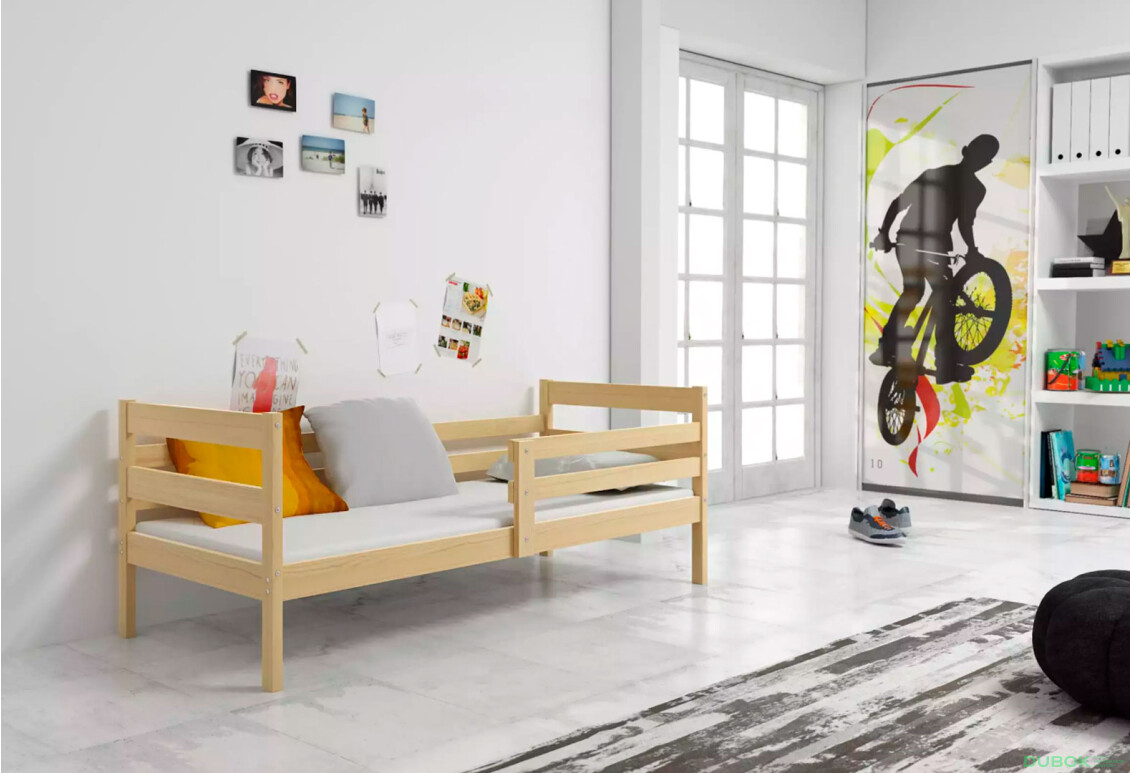 Fotografie 2 - Postel Eryk borovice 80x190 cm s roštem, matrací