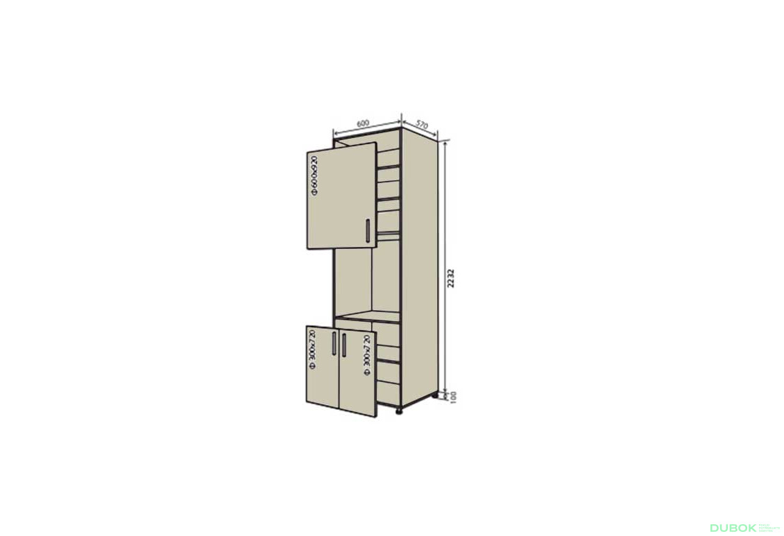 N20 Skříň (horní f60x92-1ks, dolní f30x72-2ks) Interno Glaňec Luxe