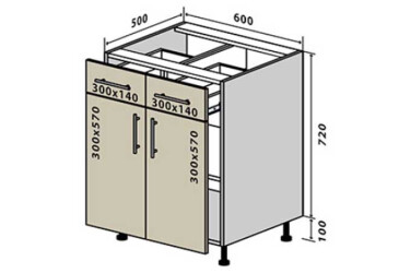 N26 Skříňka 2Š2D 60 Interno Glaňec Luxe